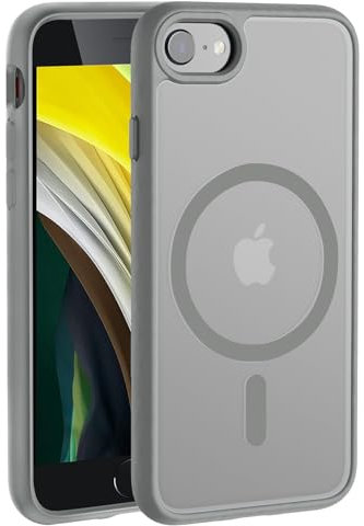 Hualele Magnetic for iPhone SE Case 2022/3rd/2020/2nd gen,iPhone 8/7 Case,Compatible with MagSafe, Military Grade Dropproof Translucent Matte Hard Back Soft Edge Slim Protective Phone Case,Grey