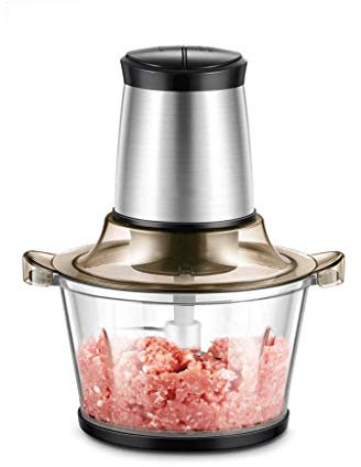 COUIVQA Tritacarne, Tritatutto Elettrico, Robot da Cucina in Acciaio Inox per Carne, Verdure, Frutta con Ciotola in Acciaio Inox e 4 Lame