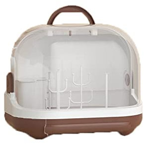 WALFREW Scolapiatti Design Feeding Bottle Drying Rack Large Storage Box Shelf Portable Style Drain for Family Product(Chocolate)