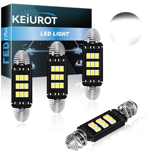 Keiurot C5W LED Bulbs, 39MM/41MM/44MM Festoon LED Car Bulb 578 211-2 212-2 579 6418 4014 Festoon Bulbs 3020 6500K Spring Design for Car Dome Lights LED Number Plate Light Bulbs Trunk Lights(4PCS)