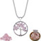 IDELUSH Collier arbre de vie en quartz rose avec pendentif arbre de vie en argent 925 pour femme et mère, collier de 55 cm, Grande, Argent, Quartz