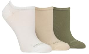 SockShop Ladies Striped, Plain and Mesh Bamboo Trainer Socks Pack of 3 (UK, Numeric, 4, 8, Regular, Regular, White/Beige/Khaki Mesh)