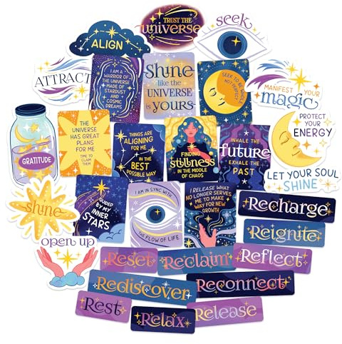 Navy Peony Himmlische Manifestation und Rückgewinnung Vision Board Sticker (30 Stück) – Selbstfindung, Geist- und Seelen-Dekore für Manifestation, Vision Board Party