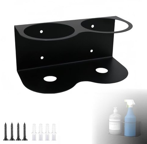 Support Aerosol, Support mural en acier pour flacon pulvérisateur, Support Mural pour Flacon Pulvérisateur, Support de Rangement pour la Maison ou le Travail Dans le Garage (2 emplacements)