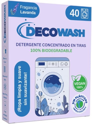 Detergente en Tiras para Lavadora (Máximo 80 Lavados) - Efecto Suavizante, Ecológico, Hipoalergénico, Vegano y Cruelty Free - Ropa limpia y suave sin ensuciar el Planeta (Lavanda)