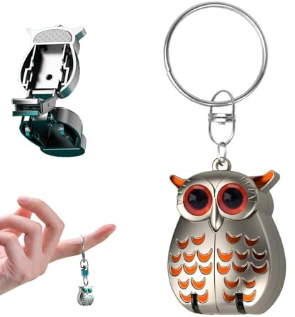 Owl Keychain Nail Clipper, Decorative Owl Fingernail and Toenail Clippers with Keychain, Stainless Steel Mini Nail Clippers, Foldable Portable Nail Clippers with Owl Patterns (Grey Orange)