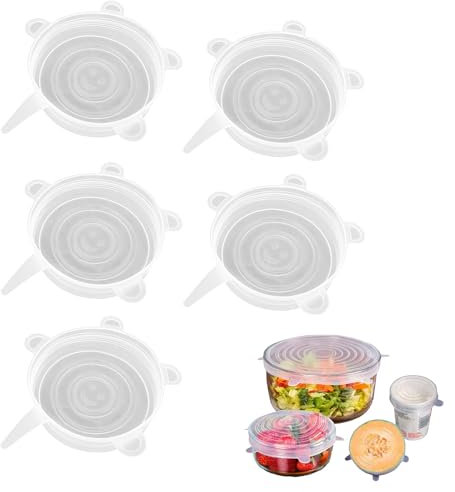 5pcs Silicone Lids Food Covers, Silicone Stretch Lids, Covers Plastic Stretch For Keep Food Fresh, Safe In Dishwasher/microwave/freeze