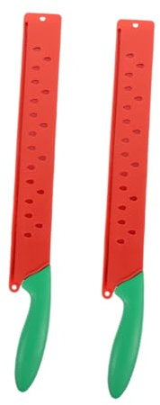 OUNONA 2 Pezzi coltello per anguria serrato Cutter forma cucina inossidabile affettatrice domestica dell'anguria taglierino per anguria affettatrice di melone pane affettatore pp rosso