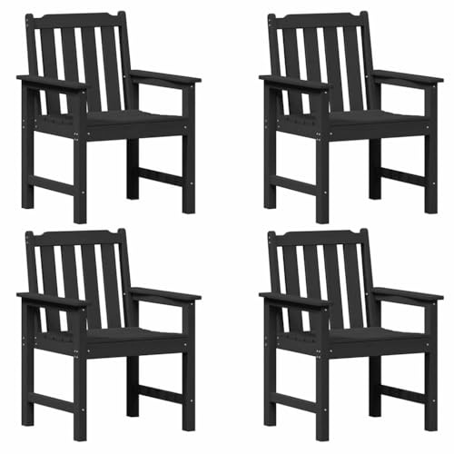 vidaXL Garden Chair 4 pcs Black Polyethylene