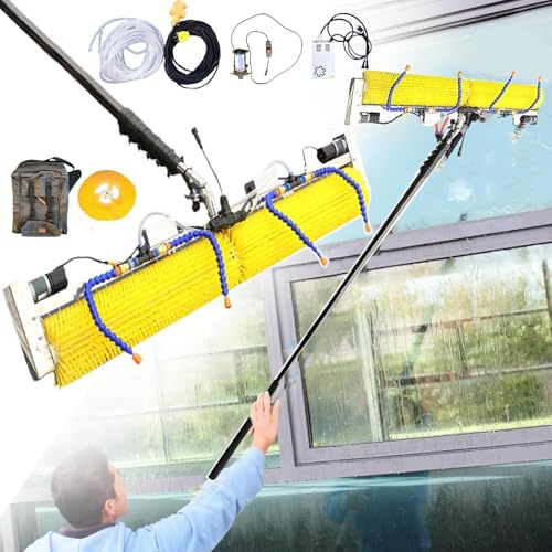 Limpieza Ventanas Barra TelescóPica Para La Limpieza Placas Fotovoltaicas-Cepillo De Rodillo 100cm Ancho,Seco Y HúMedo, Herramientas De Limpieza Vidrios Para Ventanas Altas En Exteriores ,8m