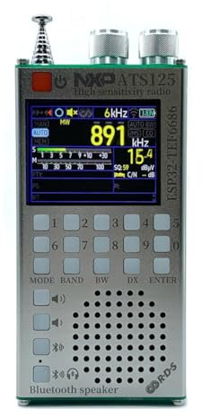 Luobannm Receptor de Radio Portátil ATS125 ESP32 de 65-108 MHz, FM/SO//LW, con Chip NXP TEF6686 y Bluetooth Estéreo de Modo Dual.