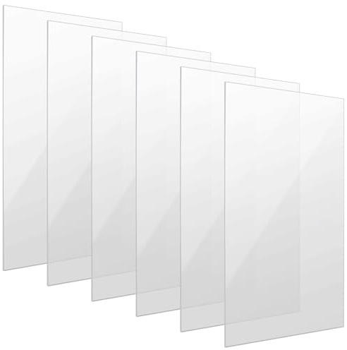 JIAYUET 6 fogli in acrilico trasparente formato A3, 3 mm, spesso foglio di plastica trasparente, con pellicola protettiva per artigianato fai da te, cornici, 29,7 x 42 cm