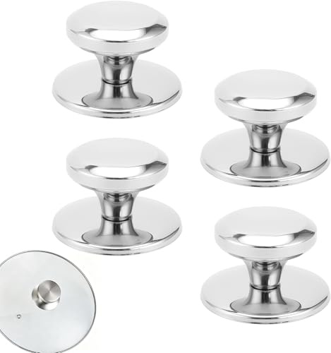 BRDTKUGV 4 Pcs Stick On Handles, Silver Drawer Stainless Steel Knobs, Small Self Adhesive Door Handles, No Punching Peel Small Door Knobs, for Wardrobes, Cabinets, Windows, Drawers (Silver)