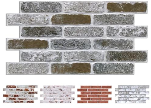 COMSTICKC Paneles de Pared 3D Autoadhesivos Ladrillo, 12 Piezas, 3D Revestimiento de Pared, Adhesivos de Pared PVC, Papel Pintado 3D, 58 x 30 CM, Ideal Para Salón, Dormitorio y Cocina, Impermeables
