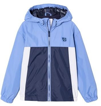 VERTBAUDET Blouson Garçon Coupe Vent Colorblock à Capuche bleu moyen 10A