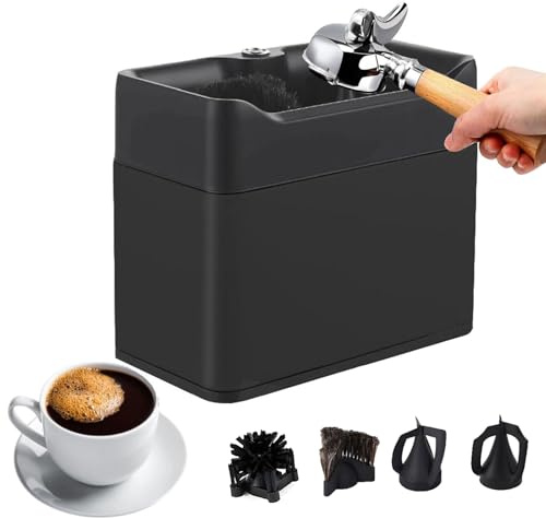 Nettoyeur de porte-filtre électrique, 58 mm, machine de nettoyage automatique avec deux têtes de brosse et récupérateur de marc de café pour la maison ou le café commercial