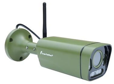 Green Feathers Outdoor Bullet 4MP WiFi Wildlife Camera with Night Vision, Motion Detection, Dual Band, 64GB Storage, Varifocal Lens