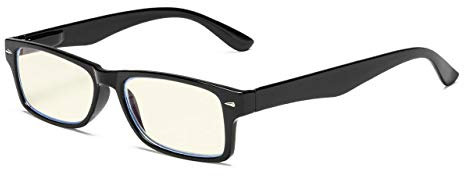 Eyekepper Computer Readers UV Protection, Anti Glare, Anti Blue Rays Reading Glasses (Black/Light Yellow Tinted Lens) +0.50