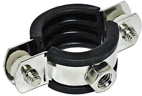 Edelstahl Rohrschelle aus V4A mit Gummieinlage 101-106 mm