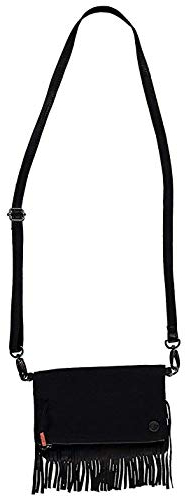 O'Neill Tasche Umhängetasche Tassel schwarz Fransen Leder Textil Zip