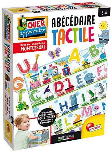 Lisciani - Abécédaire Tactile - Méthode MONTESSORI - Jeu Educatif et Amusant - Pour Enfants de 3 à 6 Ans - Boîte Tactile - Lettres Cartonnées - Alphabet - Carton Loto