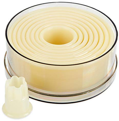 thermohauser Ausstecherset (Nylon), rund und gewellt, weiß, Durchmesser 2,0-10,0 cm, 9-tlg, Kunststoff