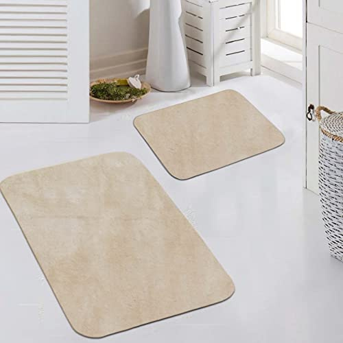 CARPETIA Badteppich-Set 2-teilig Beige rutschfest 50x60 + 60x100 cm | Weich, rutschfest, waschbar, strapazierfähig und schnelltrocknend, OEKO-TEX geprüft, schadstofffrei, für Fußbodenheizung