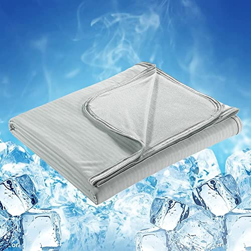 Luxear Kühlende Kuscheldecke 200x220cm, dünne leichte Kühldecke Sommerdecke aus Japanische Arc-Chill Q-Max 0,5 Kühlfaser+100% Bambusfasern, Wohndecke Sofadecke Reisedecke Couchdecke