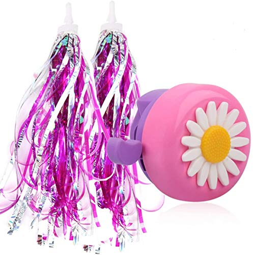 Campanelli per Biciclette per Bambini,Bici Manubrio Stelle Filanti Streamers,Campanello per Bicicletta,Campanello per Bici Accessori per Bambini,Manubrio Filanti Bicicletta(3 pezzi) (rosa brillante)