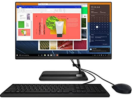 Lenovo IdeaCentre AIO 3 24ITL6 Ordinateur de Bureau 23.8'' FHD (Intel Core i5, RAM 8Go, 1To HDD plus128Go SSD, Intel Iris XE Graphics, Windows 10 Home) Clavier USB Calliope, AZERTY - Noir