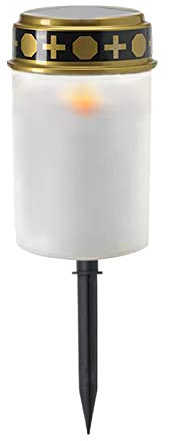 Lumino a LED per cimitero, con effetto tremolante, impermeabile, a batteria, per cimiteri di cimitero, luce bianca e rossa