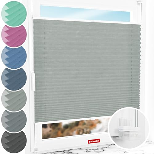 Schuette® Plissee ohne Bohren ● Melange Kollektion: On The Road (Grau) ● 80x100cm (Breite x Höhe) ● Suprafix Faltrollo Klemmfix 2.0 Rollo ● 60 Sekunden Plisseerollo Montage inkl. Video