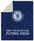 FOCO Offizielles Lizenzprodukt Chelsea FC Slogan Sherpa Plüsch-Überwurfdecke