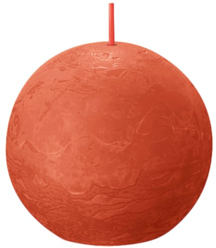 Bolsius Rustik Kugelkerze herbstliches orange, Durchmesser 7,6 cm Stumpen- und Kugelkerzen