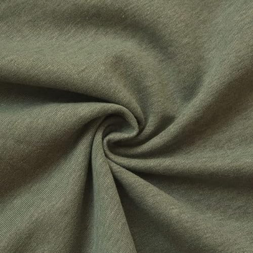 STOFFKONTOR Baumwollstoff Meterware, Sweatshirtstoff Melange, Khaki-Grün