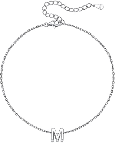 ChicSilver Silber Fußkette mit Buchstabeanhänger M anhänger Sommer Strand Fußschmuck für Damen und Mädchen
