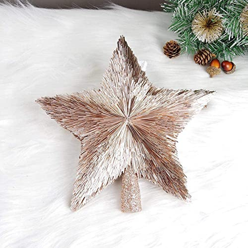 Étoile de Luxe Faite à la Main pour Sapin de Noël - Étoiles Uniques - Rose Clair et doré - Décorations d'intérieur et d'extérieur (Rose, Taille M (20,3 cm)