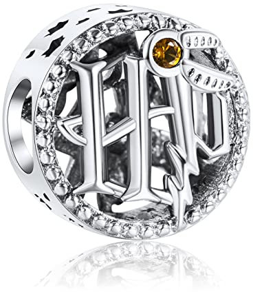 RMMY Charm Anhänger Icons Honey Colored Crystal 925 Sterling Silver Pendant Dangle Beads für Europäische Armbänder und Halsketten Chriatmas Birthday Jewelry Gifts for Women