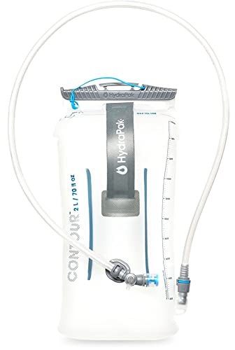 HydraPak Contour (2L Hydration Reservoir) - Low-Profile-Wasserblase, passend für die meisten Hydration Packs - High-Flow-Bissventil, auslaufsicher, vollständig umkehrbar und spülmaschinenfest