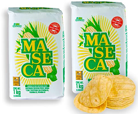 Maseca dal Messico farina di mais per tortillas 1 kg (confezione da 2) Harina de Maiz, Masa Harina, farina senza glutine