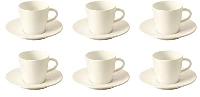 Villeroy & Boch Manufacture Rock Blanc Mokka- / Espressotassen mit Untertassen, 6er Set, 60 ml, Hochwertiges Geschirr in Schiefer-Optik, Premium Porzellan, Spülmaschinen- / Mikrowellengeeignet, Weiß