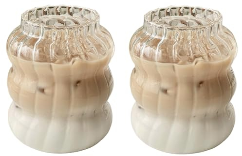SUREH Set di 2 bicchieri di vetro a coste da 22 once ondulazione bicchieri da caffè vintage a forma di onda bicchieri da caffè ghiacciati bicchieri da bevande per cocktail bevande succo di latte