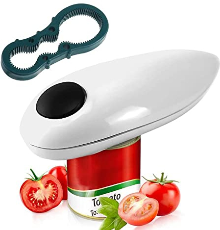Electric Can Opener, Battery Operated Handheld Can Opener Smooth Edge with Bottle Opener, One Touch Switch, Safe Smooth No Sharp Edges for Arthritis Hands and Kitchen, Suit for Almost Size Can