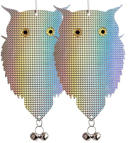 OFFO Taubenschreck Taubenabwehr Balkon, Eulenbild Vogelschreck Vogelabwehr Balkon Tauben Abschreckung Hängen im Freien reflektierende Kunststoff Eulen Tauben zu erschrecken 2 Pcs