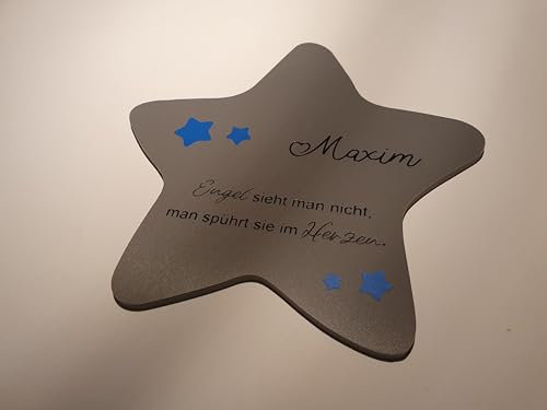 Stern als Grabschmuck | Weihnachten fürs Grab | Erinnerung an ein Sternenkind | Stern aus Hartplastik in grau oder weiß 17 x 17 cm | Grabdeko Kindergrab/wetterfest