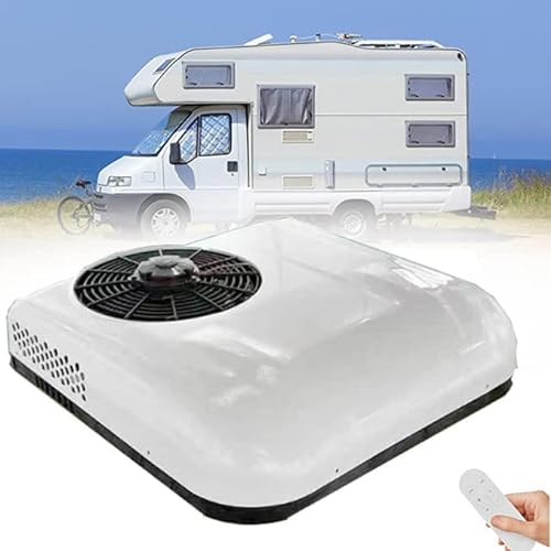 ALSUP 12V DC Aire Acondicionado/Ultra-Delgado Techo del Coche Aire Acondicionado es aplicable a monovolúmenes, vehículos, viviendas, Camiones, vehículos agrícolas, excavadoras, etc,White-12V