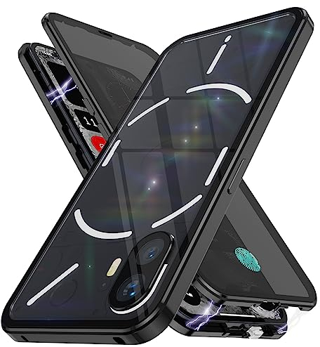 STARRYNOVA Hülle Privatsphäre Kompatibel mit Nothing Phone 2, Anti-Peep Magnetische Metall Handyhülle, Vorder und Rückseite 360 Grad Ganzkörperschutz Case - Schwarz