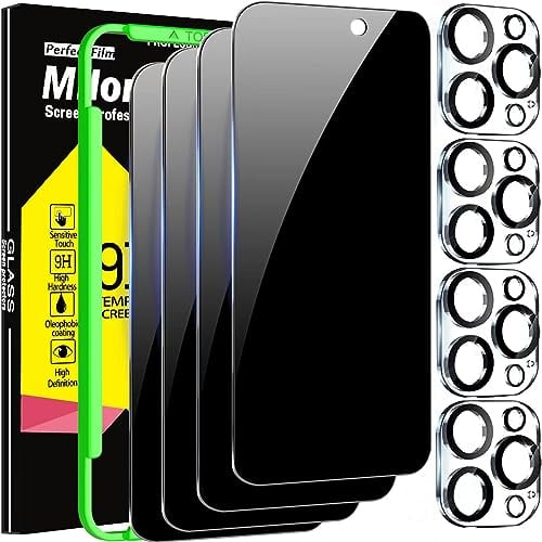 Milomdoi 3 Stück Schutzfolie für iPhone 15 Pro Max Panzer Schutz Glas Sichtschutz Ultra Privacy Zubehör Panzerfolie Displayschutz 3 Stück Kameraschutz Camera screen protector handyhülle freundlich