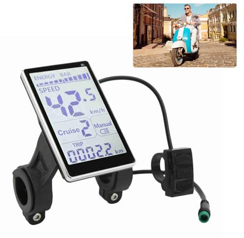 Yosoo Health Gear Fahrradcomputer, Tachometer Fahrrad, Elektrofahrrad LCD Display 24V 36V 48V 60V 5 Pin Display Universal E Scooter M5 LCD Panel Bildschirm für 31.8 22.2mm