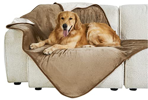 LE SURE Hundedecke Wasserdicht，127x152cm wasserdichte Decke Sofa,Kamel | Hundedecke für unterwegs, grosse Hunde Decke Fleece waschbar, Katzendecke flauschig und weich für Bett, Auto, Outdoor